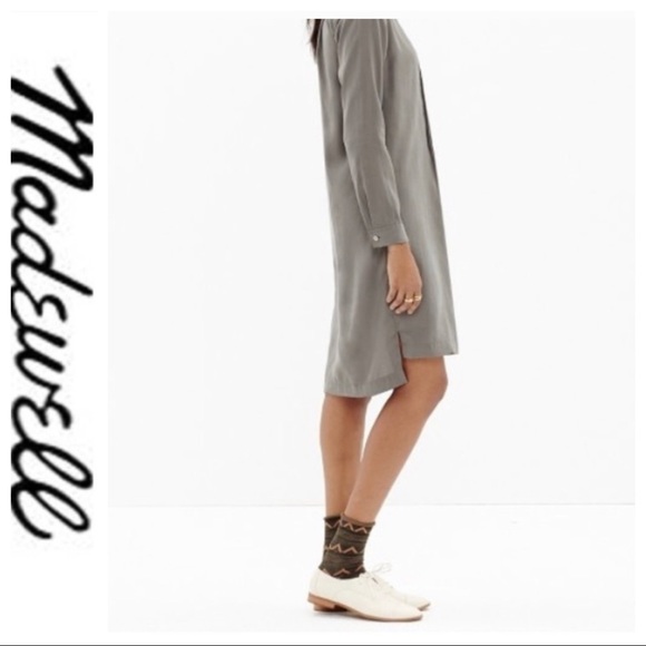 💕SALE💕NWT Madewell Green Pleat Tunic Shirt Dress - Picture 2 of 8